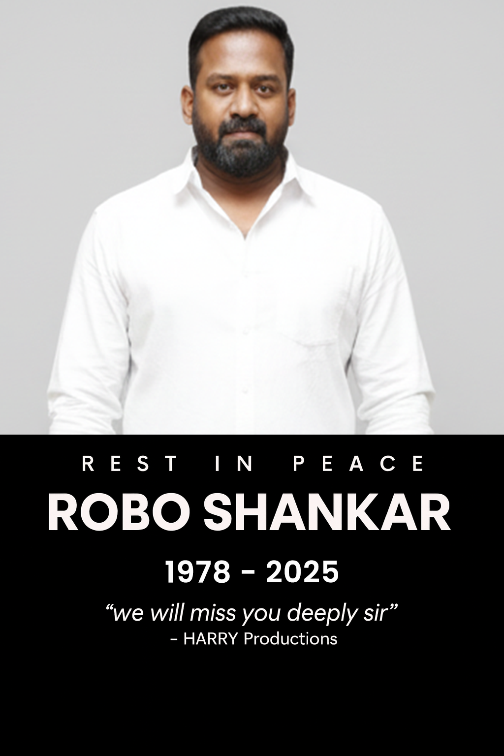 Remembering Robo Shankar: A Ray of Laughter Dimmed Too Soon